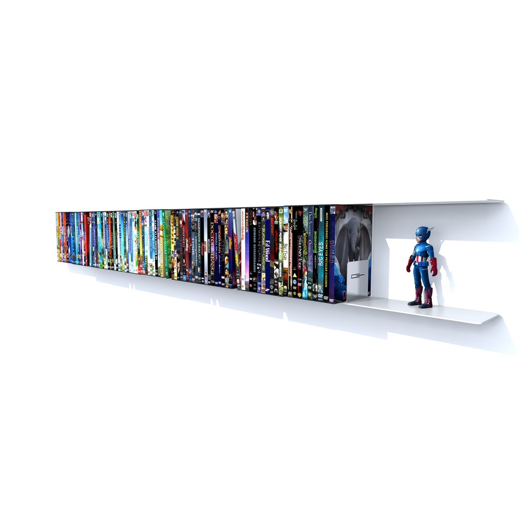 🗸 Étagère design murale blanche pour DVD de 1,80 m – Transprofil - France